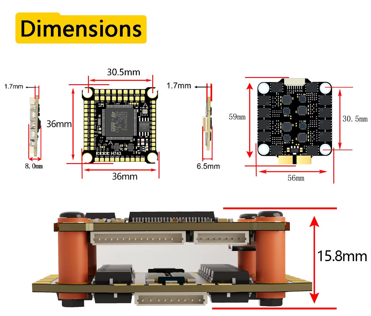 DAKEFPV H743 8S 70A Stack