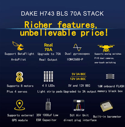 DAKEFPV H743 8S 70A Stack